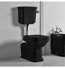 Kerasan Waldorf Унитаз напольный удлиненный c низким бачком, трубой, цвет: черный/хром. 751390,  760390,  411604,  757190,  418204 Nero lucido