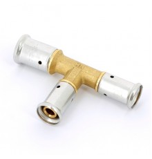 Тройник переходный уменьшенный с двух сторон, латунь пресс, 20x20x16, HENCO 11P-202016