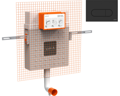 Смывной бачок скрытого монтажа VitrA V12 762-1740-01 + Кнопка смыва VitrA Root Square 740-2211 черная матовая