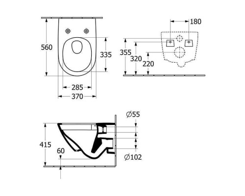VilleroyBoch Subway 3 Унитаз подвесной, безободковый tornado, сиденье в комплекте SoftClosing, цвет: альпийский белый. 4670TS01
