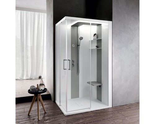 Novellini Skill A Душевая кабина 120х100х217.5cмм., Dx, Essential, поддон 12.5см., с термостатическим смесителем, стекло, цвет: белый глянц/Light grey. SKIA219DT1F-1AN1 Novellini Skill A Душевая кабина 120х100х217.5cмм., Dx, Essential, поддон 12.5см., с термостатическим смесителем, стекло, цвет: белый глянц/Light grey. SKIA219DT1F-1AN1