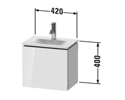 Duravit L-Cube База подвесная 44x44x31.1см с раковиной, 1 дверца, петли справа, цвет: глянцевый белый. LC6133R2222,  07334500411