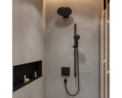 Hansgrohe Pulsify Держатель верхнего душа 26см., настенный, цвет: черный матовый. 24149670 Hansgrohe Pulsify Держатель верхнего душа 26см., настенный, цвет: черный матовый. 24149670