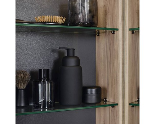 BURGBAD Eqio Зеркальный шкаф с LED подсветкой 5Вт IP24, 90х80х17см,2 зерк двери с обоих сторон, стекл полки, вкл/выкл, цвет: белыйF2009. SPGT090F2009