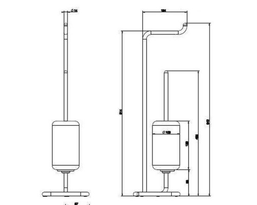 Gessi Goccia Стойка 61.4см., с держателем для туалетной бумаги и ершиком, напольная, цвет: белый/черный. 38068#079