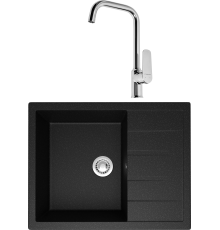 Комплект Мойка кухонная Domaci Болонья М-151-002 черная + Смеситель STWORKI