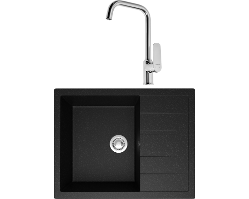 Комплект Мойка кухонная Domaci Болонья М-151-002 черная + Смеситель STWORKI