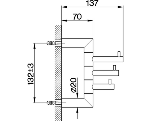 CISAL System Крючок подвесной, тройной, цвет: хром. SY09070021 Акция