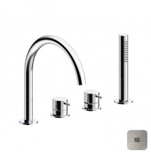 Almar Mixers Смеситель на борт ванны, 4 отв., с ручным душем, цвет: никель брашированный. E214006.NB