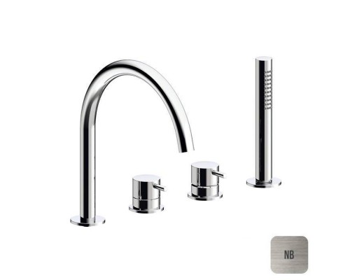 Almar Mixers Смеситель на борт ванны, 4 отв., с ручным душем, цвет: никель брашированный. E214006.NB