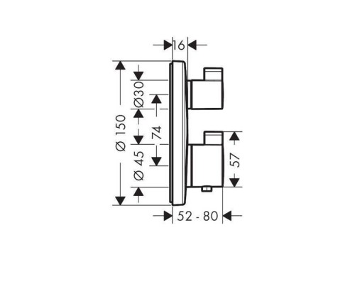 Hansgrohe Ecostat S Термостат с запорным/переключающим вентилем Ecostat S, СМ, цвет:  черный хром. 15758340