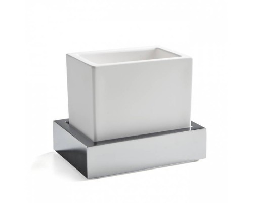 3SC SK 3.0 Стакан настольный, композит Solid Surface, цвет: белый/хром . SK03ASL.BO 3SC SK 3.0 Стакан настольный, композит Solid Surface, цвет: белый/хром . SK03ASL.BO