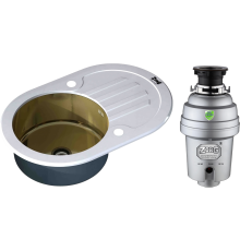 Комплект Мойка кухонная Zorg Inox Glass GL-7851-OV-WHITE-BRONZE белое стекло + Измельчитель Inox D ZR-38 D