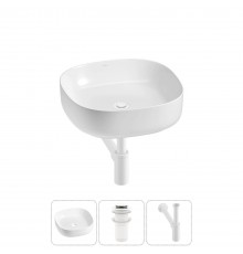 Накладная раковина для ванной комнаты Wellsee Belle Spa 3.0 20212696R в наборе 3 в 1: раковина белый глянец, донный клапан, сифон (цвет набора матовый белый)
