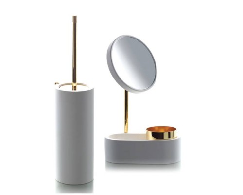 Bertocci Easy Ерш напольный из композита, отделка тысяча строк, цвет: белый матовый/золото. 130 1922 5000