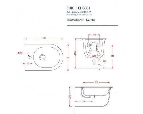 Artceram Chic Биде подвесное 38х53см., с 1 отв., цвет: черный матовый. CHB001 17 00 Artceram Chic Биде подвесное 38х53см., с 1 отв., цвет: черный матовый. CHB001 17 00