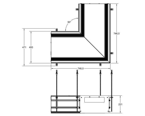 Gessi Binario Профиль угловой 740х740 мм, без подготовки под модули, цвет: Black XL. 61041#299