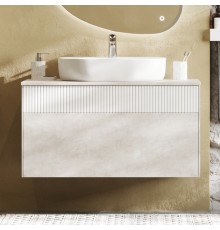 Тумба с раковиной AQUATON Марбл 100 слэйт, белая матовая, раковина 1WH501710