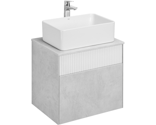 Тумба с раковиной AQUATON Марбл 60 слэйт, белая матовая, раковина 1WH501709