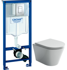Комплект Унитаз подвесной Ceramicanova Forma CN3011 с микролифтом + Инсталляция Grohe Rapid SL 38772001 3 в 1 с кнопкой смыва