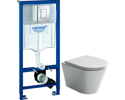 Комплект Унитаз подвесной Ceramicanova Forma CN3011 с микролифтом + Инсталляция Grohe Rapid SL 38772001 3 в 1 с кнопкой смыва