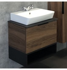 Тумба с раковиной Comforty Штутгарт 60 подвесная, дуб тёмно-коричневый