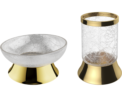 Набор Мыльница Defne banyo Amanty gold + Стакан gold