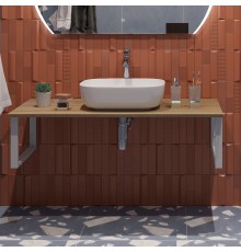Столешница с раковиной DIWO Элиста 120 светлое дерево, с раковиной Moduo 50 Square