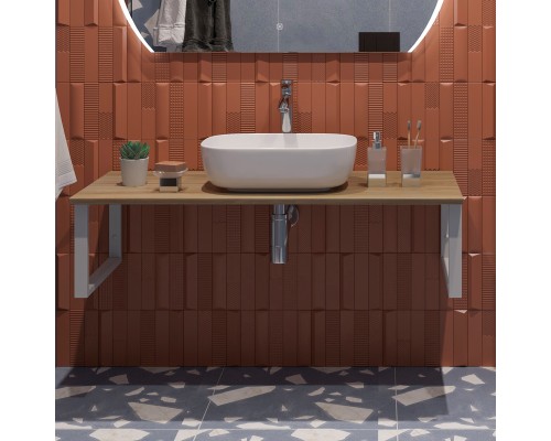 Столешница с раковиной DIWO Элиста 120 светлое дерево, с раковиной Moduo 50 Square
