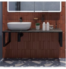 Столешница с раковиной DIWO Элиста 120 чёрный мрамор, с раковиной Moduo 50 Square