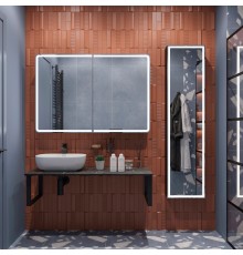 Мебель для ванной комнаты DIWO Элиста 120 чёрный мрамор, с раковиной Moduo 50 Square (комплект, гарнитур)