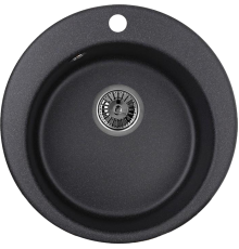 Мойка кухонная Domaci Солерно DMQ-1475.C морион, черная, 37х37 см, круглая, кварцевая, встраиваемая