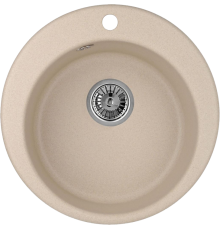 Мойка кухонная Domaci Солерно DMQ-1475.C сардоникс, бежевая, 37х37 см, круглая, кварцевая, встраиваемая