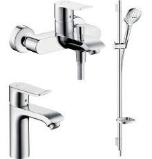 Комплект для ванной Hansgrohe Metris 31080000 + Metris 31480000 + душевой гарнитур Raindance Select E 120 26621400