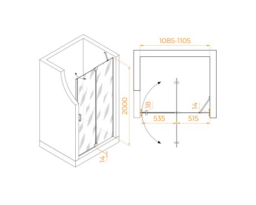 Душевая дверь RGW HO-014Gr 1100 Душевая дверь RGW HO-014Gr 1100