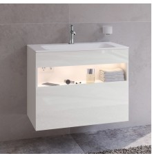 Тумба с раковиной Keuco Stageline 32862 80 см, с подсветкой, розеткой и точкой зарядки USB и USB-C, белая