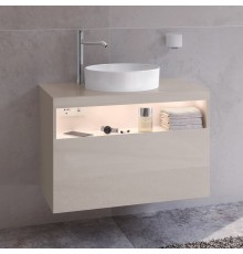 Тумба с раковиной Keuco Stageline 32864 80 см, с подсветкой, розеткой и точкой зарядки USB и USB-C, кашемир
