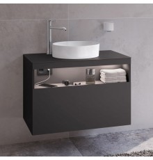 Тумба с раковиной Keuco Stageline 32864 80 см, с подсветкой, розеткой и точкой зарядки USB и USB-C, вулканит