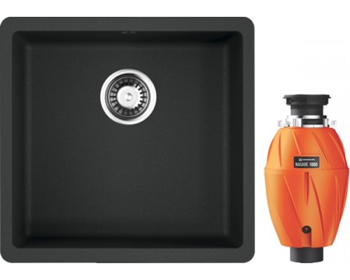 Комплект Мойка кухонная Omoikiri Kata 44-U-BL черная + Измельчитель Nagare 1000