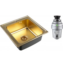 Комплект Мойка кухонная Zorg Inox PVD Inox Pvd SZR-5050 bronze + Измельчитель Inox D ZR-56 D