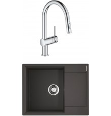 Комплект Мойка кухонная Omoikiri Daisen 65 черная + Смеситель Grohe Minta 32321002