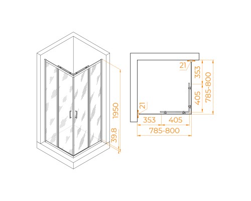Душевой уголок RGW PA-030 800x800 Душевой уголок RGW PA-030 800x800