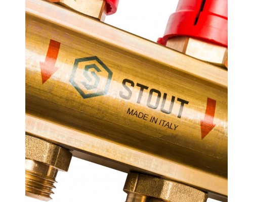 Распределительный коллектор из латуни с расходомерами STOUT 10 выходов (SMB 0473 000010)