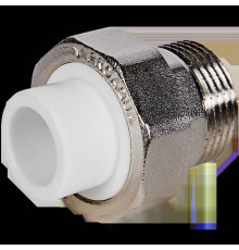 Муфта комбинированная Pro Aqua d=20-3/4 PP-R разъемная (американка) НР Белая (PA21010)