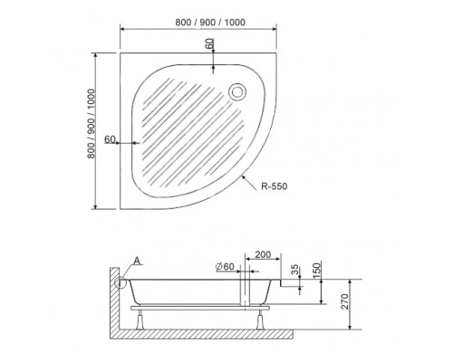 Душевой поддон полукруглый RGW BP/CL-S 900x900 Душевой поддон полукруглый RGW BP/CL-S 900x900