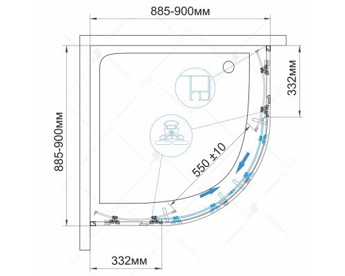 Душевой уголок RGW CL-53 900x900 Душевой уголок RGW CL-53 900x900