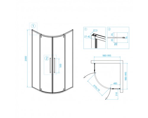 Душевой уголок RGW SV-53 1000x1000