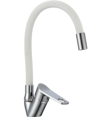 Смеситель для кухни РМС SL137W 016F хром, белый, с гибким изливом