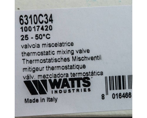 Watts Термостатический смеситель 3/4'' BH AQUAMIX (25-50*C) (10017420) Watts Термостатический смеситель 3/4'' BH AQUAMIX (25-50*C) (10017420)