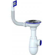 Сифон для мойки Unicorn В410 с прямоугольным переливом
